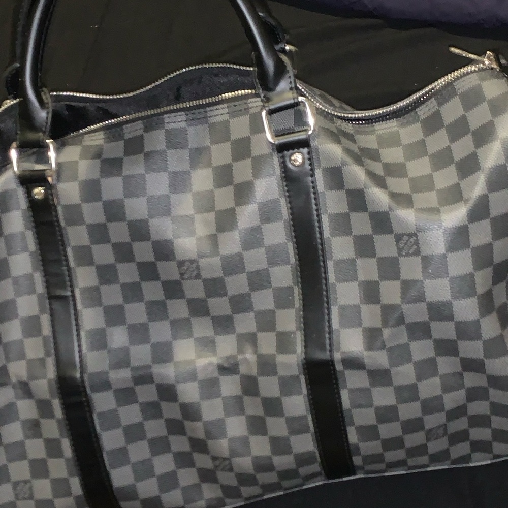 Checkered Black and Gray Men's Bag